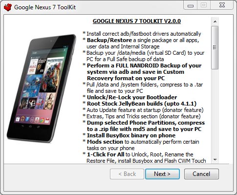 Google Nexus 7 Toolkit: Root, unroot, copias de seguridad y más