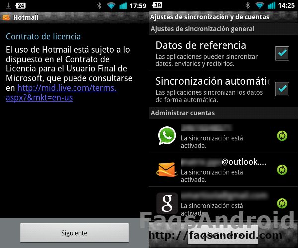 Outlook desde Android