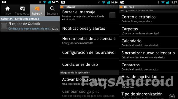 Outlook desde Android