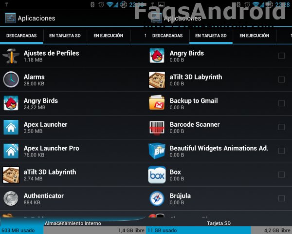 Capturas de pantalla de las apps instaladas