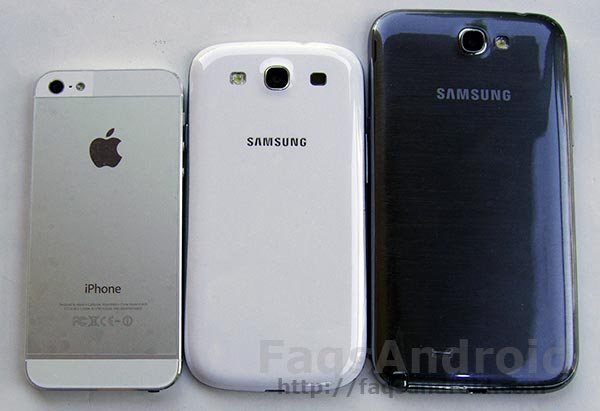 Samsung Galaxy Note 2 vs Samsung Galaxy S3 vs iPhone 5