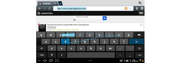 Captura de pantalla del teclado de Android 4.2