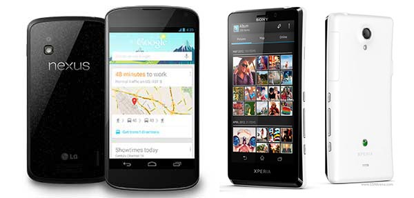 LG Nexus 4 y el Sony Xperia T 