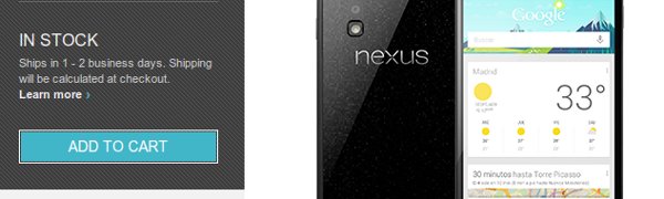 Página de la tienda de Google con el precio del Nexus 4