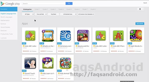Google Play For Education, material educativo en la tienda de Android