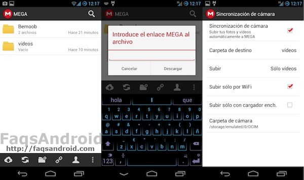 Capturas de la nueva aplicación de MEGA para Android