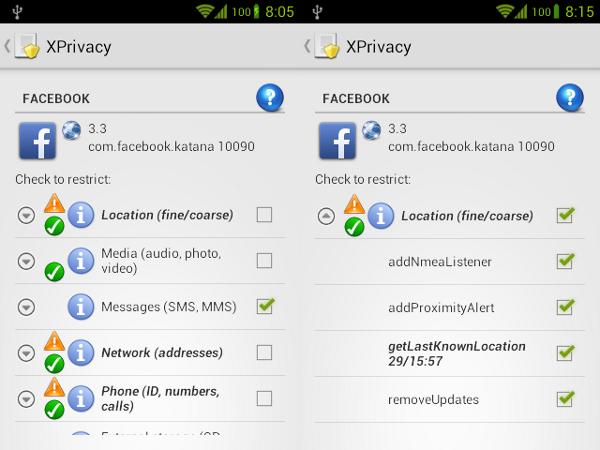 Capturas de pantalla de XPrivacy