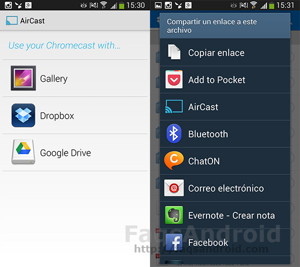 Aircast es una aplicación android que permite ver contenido en Chromecast