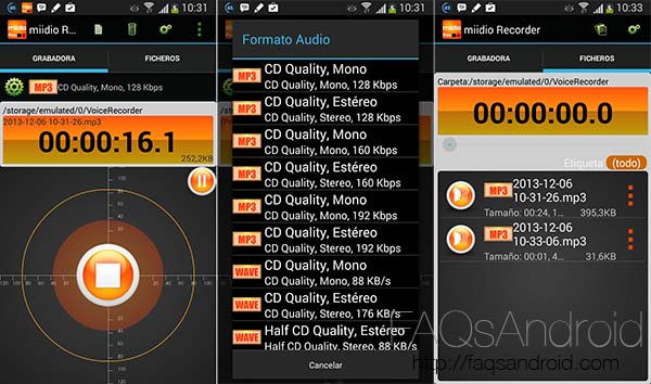 Las mejores aplicaciones para la grabación de sonido en Android: Miidio Recorder