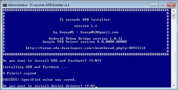 ADB Installer, instala en Windows ADB, Fastboot y drivers en 15 segundos