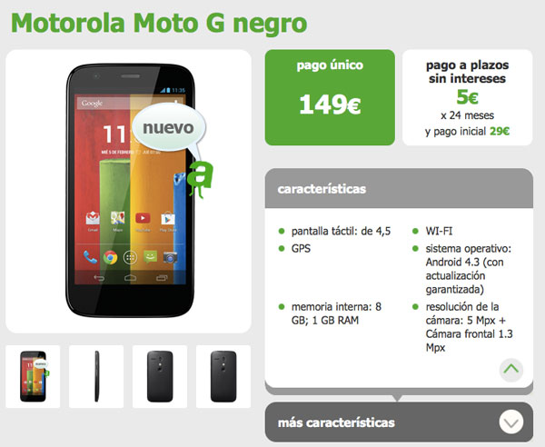 El Motorola Moto G más barato: 149 euros con Amena