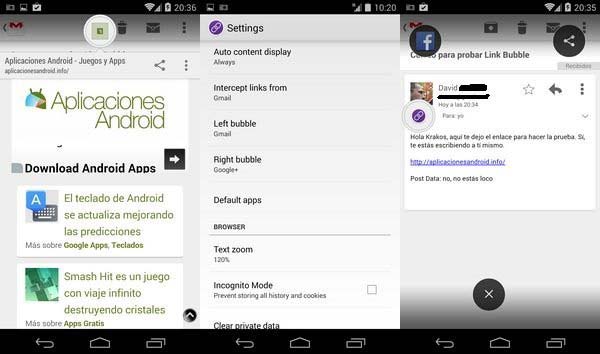 Aplicaciones Android beta: Link Bubble