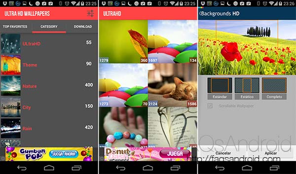 Cinco aplicaciones Android con las que cambiar los fondos de pantalla: Ultra HD Wallpapers
