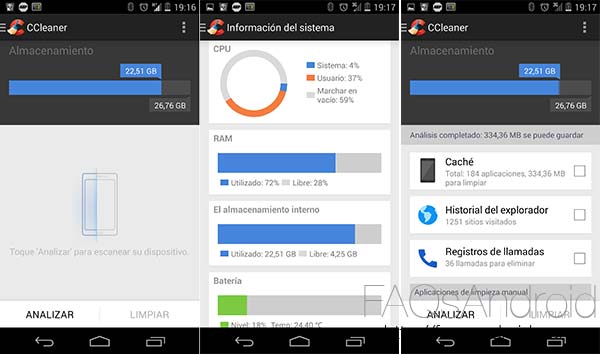 Aplicaciones Android beta: CCleaner