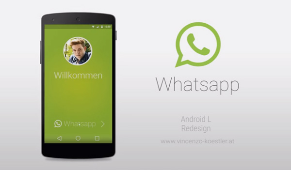 Un concepto de WhatsApp para Android L con Material Design