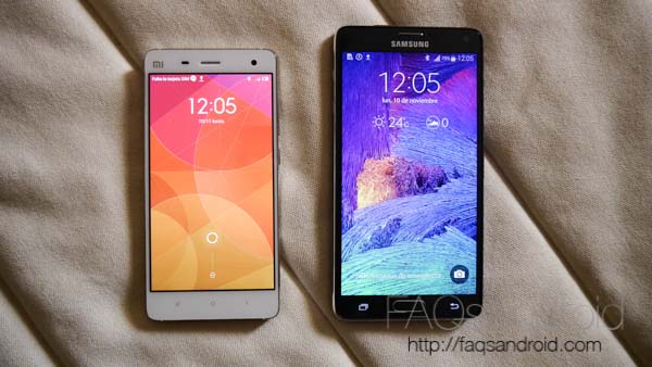 Samsung Galaxy Note 4 vs Xiaomi Mi4: furia de titanes
