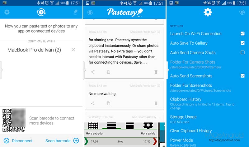 Pasteasy: comparte texto, imágenes y otros archivos entre Android, PC, iPhone...