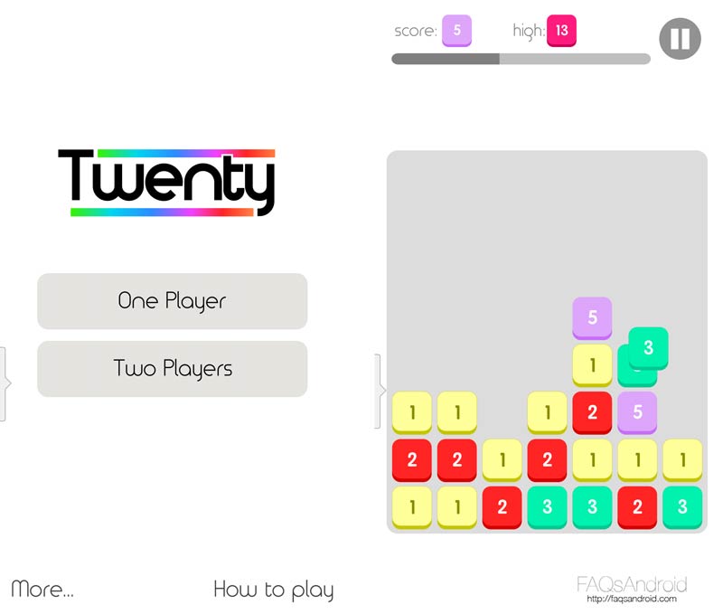 Twenty, un sencillo juego de puzles mezcla de Tetris y 2048