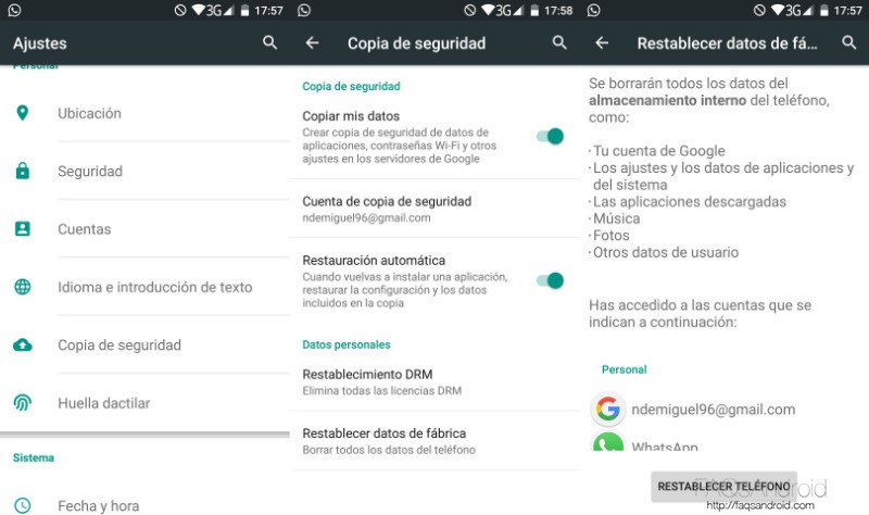 Formatear Móviles Android Ajustes