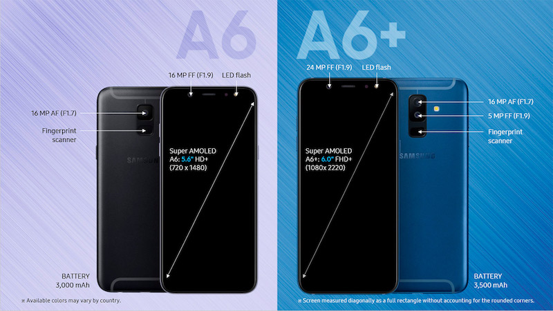 Samsung Galaxy A6 y Samsung Galaxy A6 Plus